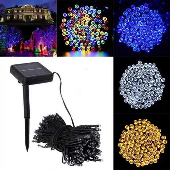 Instalatie solara 200 LED cu panou solar si controler , lungime 20 metri-diverse culori