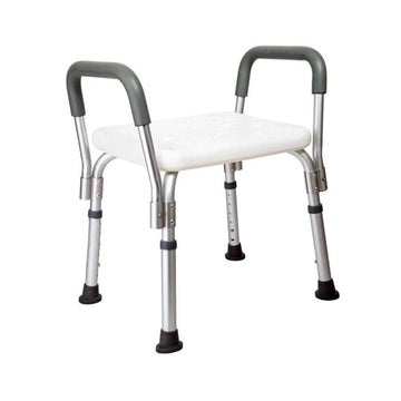 Scaun pentru baie, cu suport brate, ajustabil, alb