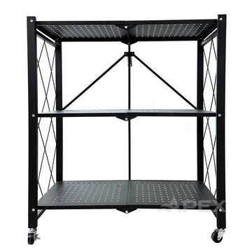Raft mobil depozitare, metalic, pliabil ,cu roti - 3 polite 71x39x89cm