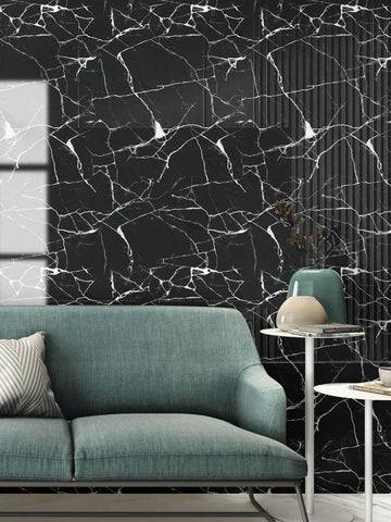 Rola Tapet 3D Autoadeziv, model imitatie marmura 3D, 40x300 cm, rezistent la apa,culoare negru