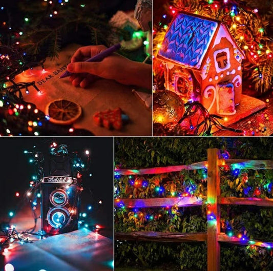 Set 2 x Instalatie solara 10 m cu 100 led, pentru exterior