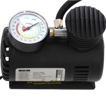 Compresor auto cu manometru, unitec,  12v, negru, 19.5 x 10.5 x 15 cm