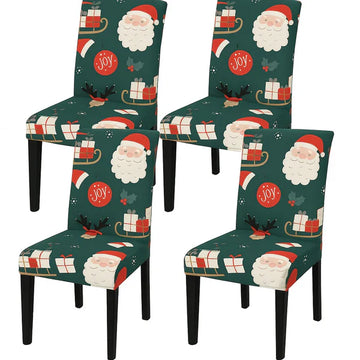 Set 4 huse de scaun universale ,Model de Craciun- verde