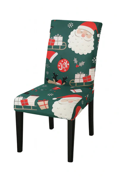 Set 4 huse de scaun universale ,Model de Craciun- verde