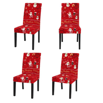 Set 4 huse de scaun universale ,Model de Craciun- rosu