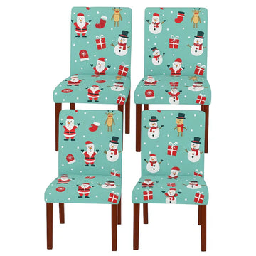 Set 4 huse de scaun universale ,Model de Craciun -turcoaz