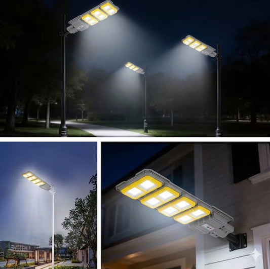 Lampa solara stradala LEIHMANN 3000W, cu 6 COB LED, IP 66 + Suport lampa cadou