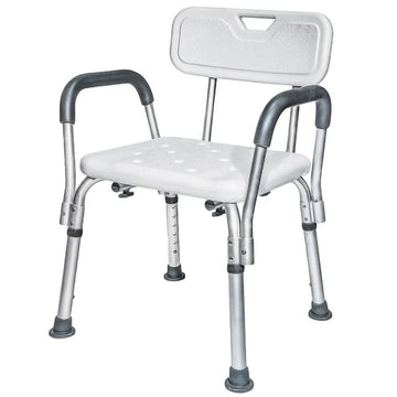 Scaun pentru baie, cu suport brate, ajustabil, alb