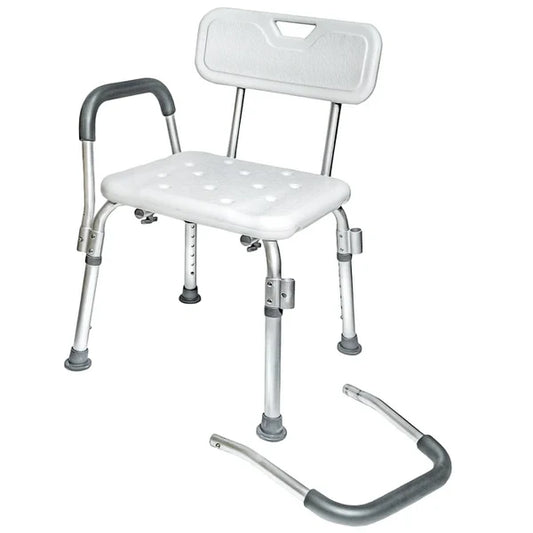 Scaun pentru baie, cu suport brate, ajustabil, alb