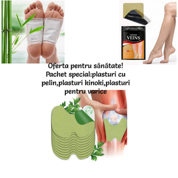 Oferta pentru sanatate!Pachet special:plasturi cu pelin,plasturi kinoki si plasturi pentru varice