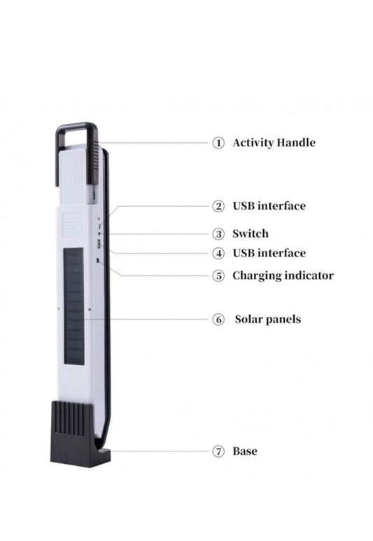 Lampa solara camping, cu suport, incarcare USB, 38 LED-uri, 1 led cob