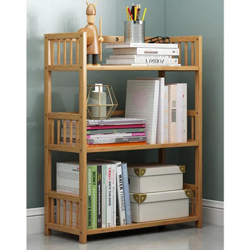 Biblioteca sufragerie, raft carti din lemn de bambus •3 rafturi