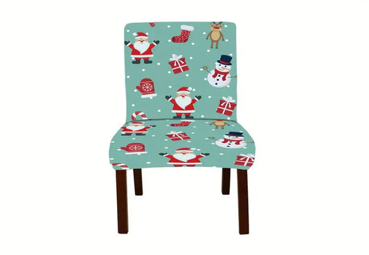 Set 4 huse de scaun universale ,Model de Craciun -turcoaz