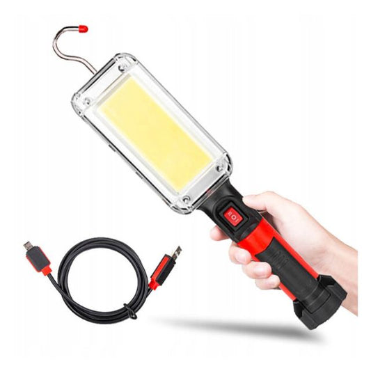 Lampa de lucru LED, carlig agatare, 2 acumulatori, incarcare USB, magnet