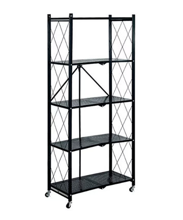 Raft podea, metal, 5 polite, 72 x 34 x 163 cm, negru
