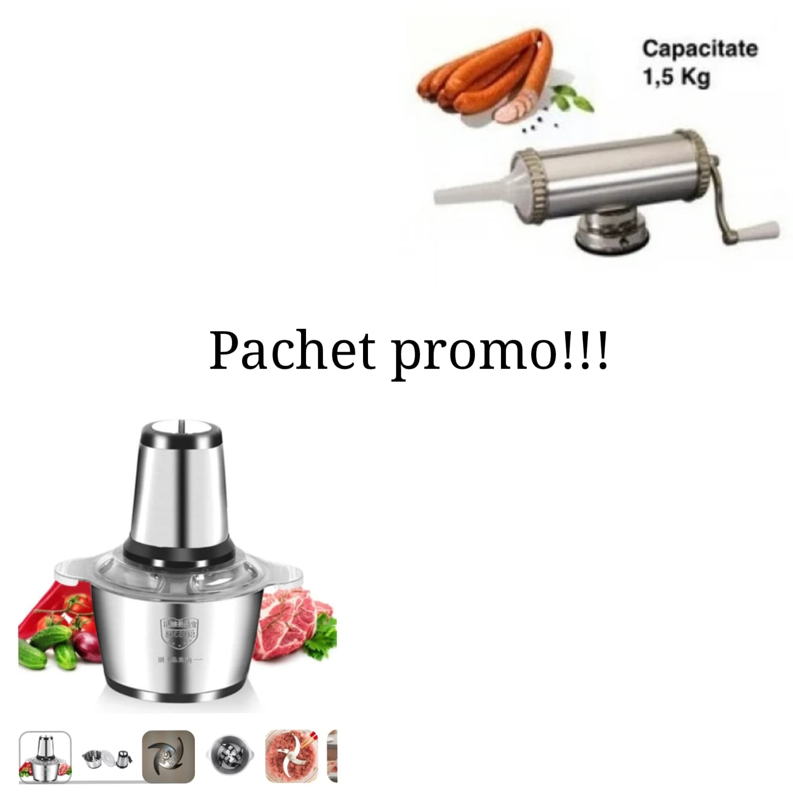 Pachet promo! Tocator carne si legume+Masina de facut carnati