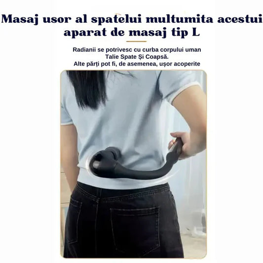 Aparat de masaj profesional forma L | 5 Viteze, 4 Capete interschimbabile, USB-C, 10W