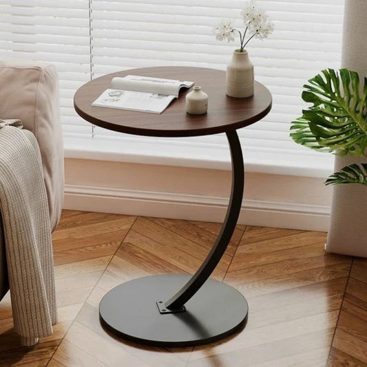 Masuta rotunda pentru cafea, MDF cu metal, 40 x 62.5 cm, maro cu negru