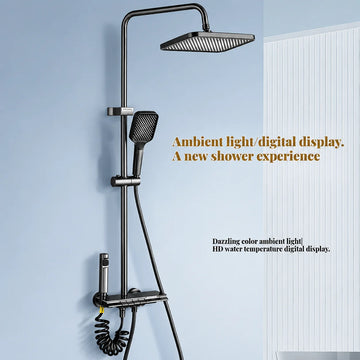 Coloana dus LED cu afisaj digital temperatura ,Gri/Alb ,sistem hidromasaj