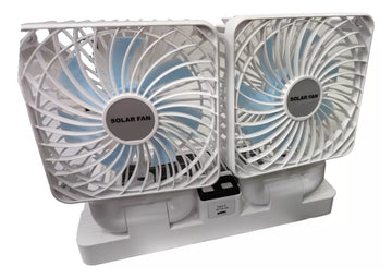 Ventilator Portabil de Masă Dublu Solar Alb USB