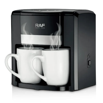 Aparat de Cafea RAF 1000W cu 2 Cani ceramice si Lingura de masurare Incluse, 420ml