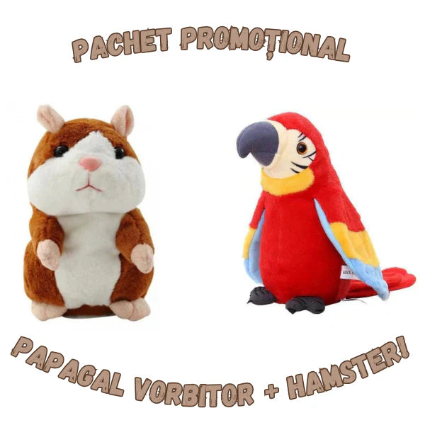 PACHET PROMO !!! Papagal vorbitor jucarie interactiva + Hamster vorbitor CADOU !!!