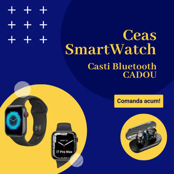 OFERTA !!! Ceas inteligent model I7 Pro Max, modern si elegant + Set casti Bluetooth - CADOU !!!