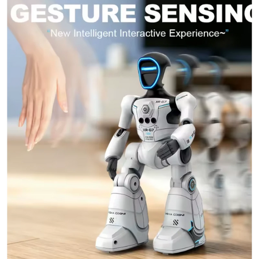 Robot interactiv inteligent AI Delivery cu telecomanda comenzi vocale senzor de gesturi muzica dans
