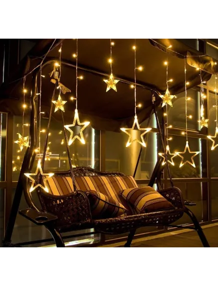 Instalatie de Craciun, Perdea Luminoasa ploaie de stele, pentru interior sau exterior, 3 metri, Interconectabila, lumini LED