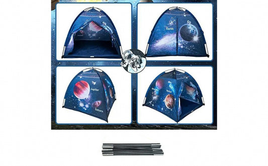 Cort de joaca pentru copii, planete, albastru, 125x110cm