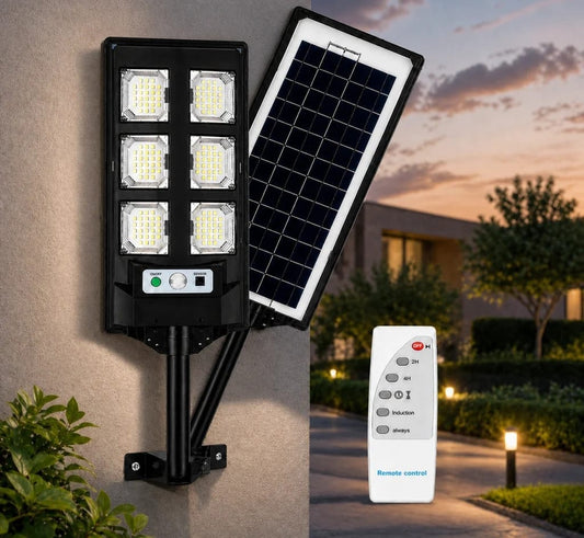 Lampă solară LED de exterior cu panou, telecomandă