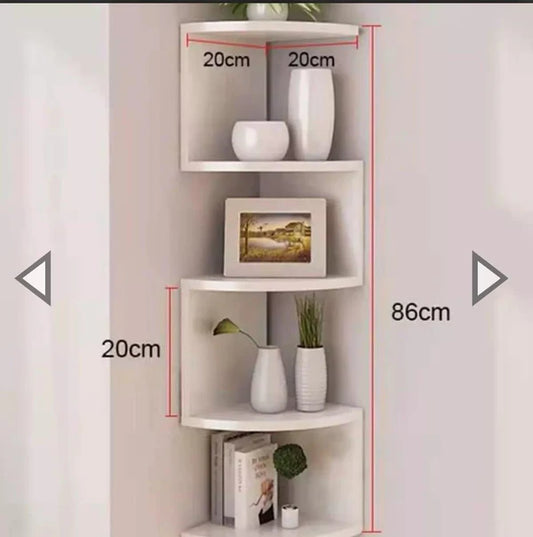 Etajera colt 4 rafturi, Alb, 86 x 20 cm, Alb