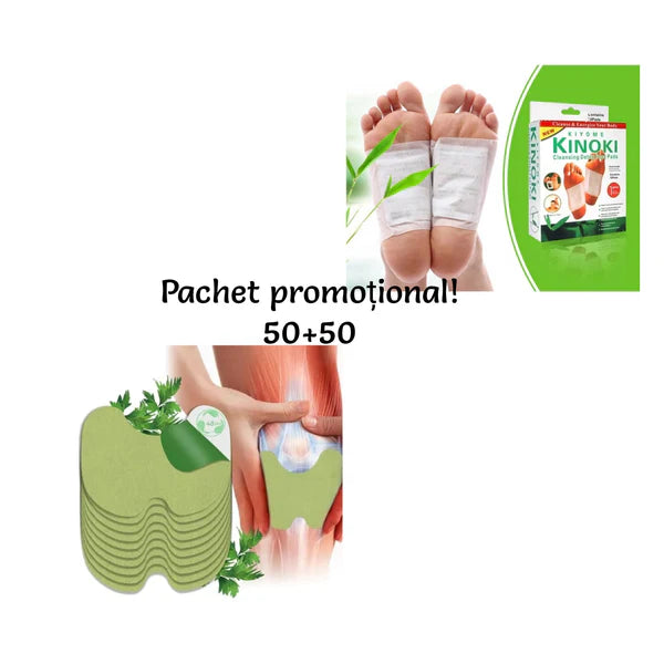 Pachet sanatate si ingrijire:50 plasturi pentru genunchi+50 plasturi detoxifiere