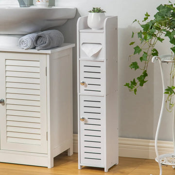 Dulap de baie cu 4 niveluri – 78 x 17 x 15 cm, PVC, organizator ingust pentru spații mici