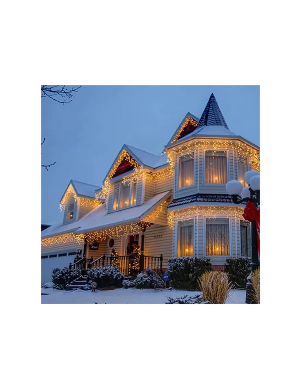 Instalatie tip franjuri, 20 metri, 500 LED-uri tip turturi, franjuri, Craciun, interconectabila