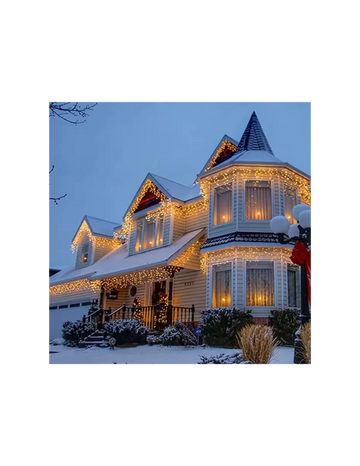 Instalatie tip franjuri, 20 metri, 500 LED-uri tip turturi, franjuri, Craciun, interconectabila