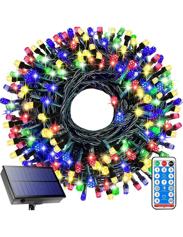 Instalatie solara decorativa, 200 LED-uri, 22 m, telecomanda