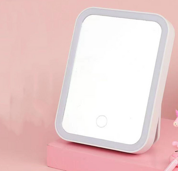 Oglinda de machiaj cu LED, ecran tactil, 3 tipuri de lumina, portabila, suport pliabil