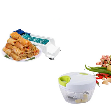 Pachet CADOU Aparat pentru rulat sarmale si rulouri de carne + Mini tocator manual cu snur