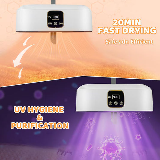 Uscător de haine, electric, 45x25x95cm, cu incălzire rapidă, afișaj digital și husă protectoare