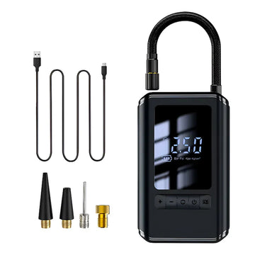 Compresor portabil 150 PSI (10,3 bar), afisaj digital LCD, lanterna LED, baterie 4000 mAh