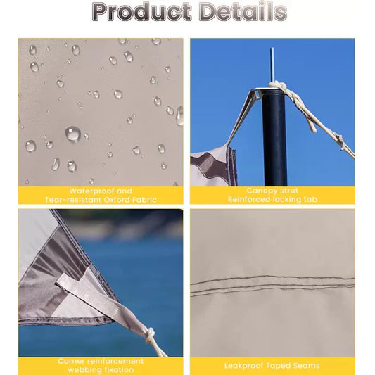 Cort umbrar impermeabil 3m x 3m, protecție UV, cu 2 stâlpi metalici, gri