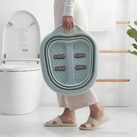 Dispozitiv masaj picioare, pliabil, cu role incorporate si compatibil cu apa