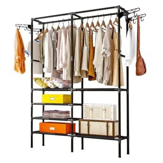 Suport haine,reglabil, cadru metalic, 6 rafturi, 8 carlige