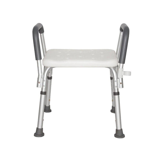 Scaun pentru baie, cu suport brate, ajustabil, alb