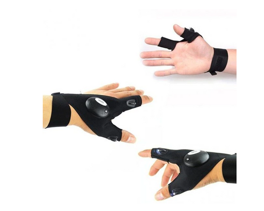 Set 2 manusi cu lanterna, 2 leduri puternice, marime universala, textil