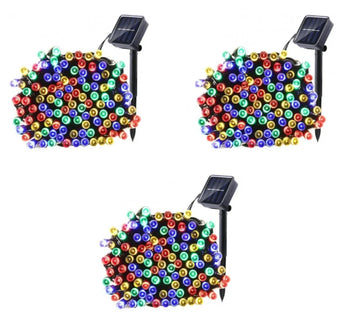 Set 3 x Instalatie cu incarcare solara de 12 m pentru Craciun, diverse culori