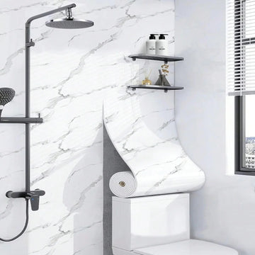 Rola Tapet 3D Autoadeziv, model imitatie marmura 3D, 40x300 cm, rezistent la apa,culoare alb