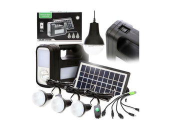 Kit solar GD-Lite 8017 dotat cu dispozitive USB cu 3 becuri LED