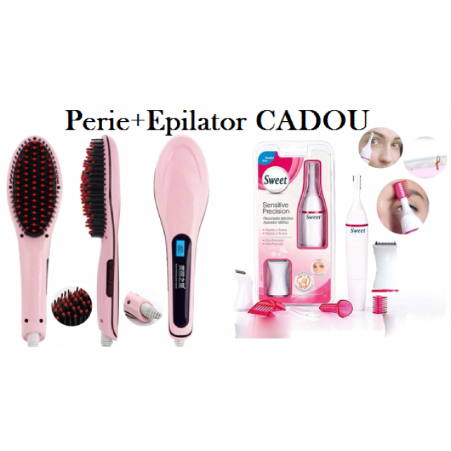 Perie indreptat parul Straight Brush  + Epilator multifunctional CADOU